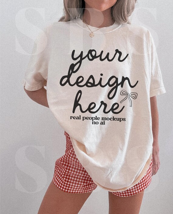 Comfort Colors 1717 Ivory Shirt - CC Mockup - C1717 Mockup - Model Mockup - Ivory Shirt Mockup - Boho Mockup - Salty Babe Studios