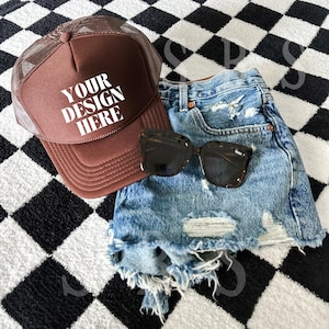 Brown Otto Cap Trucker Hat Mockup Tan Hat Mock Beach Hat Trucker Hat Cap Mockup Baseball Cap Mockup Mesh Cap Mockup Trendy Western Mockup