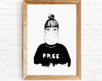 Free - A4 art print from original drawing