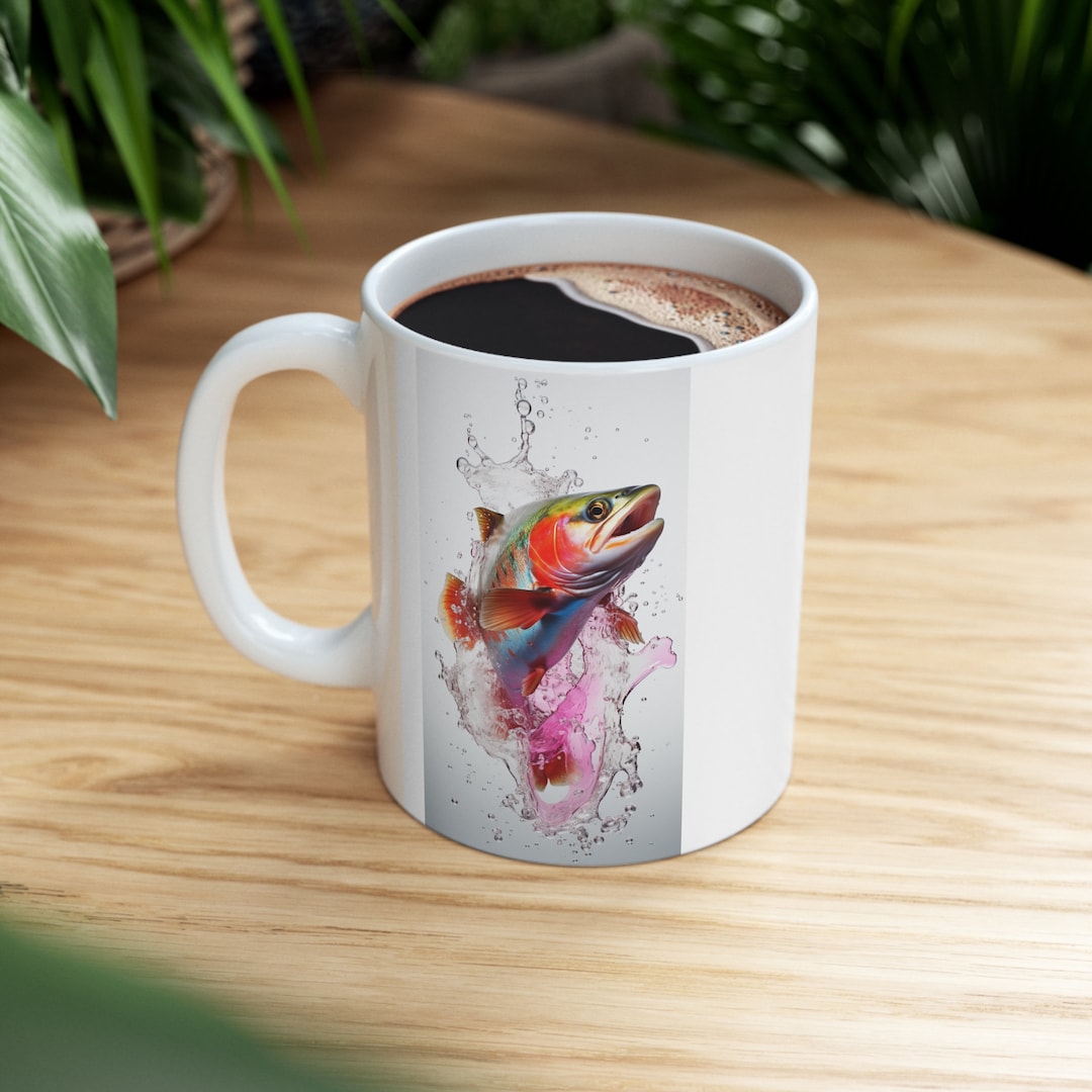 Fly Fishing Mug, Fisherman Coffee Mug, Trout Coffee Mug, Fish Coffee