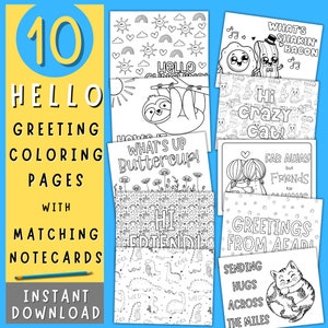 Página para colorear para niños Pen Pal Happy Mail Nota manuscrita Surtido de notas para colorear Kit de correo postal Página para colorear Descargar Pen Pal Good Note