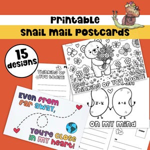 Denken an Sie Färbung Postkarte druckbare Pen Pal Mail für Kid Fernfreund Bleiben Sie in Kontakt Karte zum Ausmalen Happy Mail druckbares Geschenk