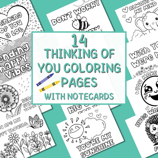 Thinking of you coloring pages printable kid notecard pack for Happy Mail Coloring Page to Color Own Encouragement Card to Gift