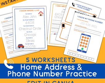Homeschool Address Worksheet Number and Address Preschool Printable Busy Book Summer Kid Activity PDF Homeschooling PreK Travel Activity