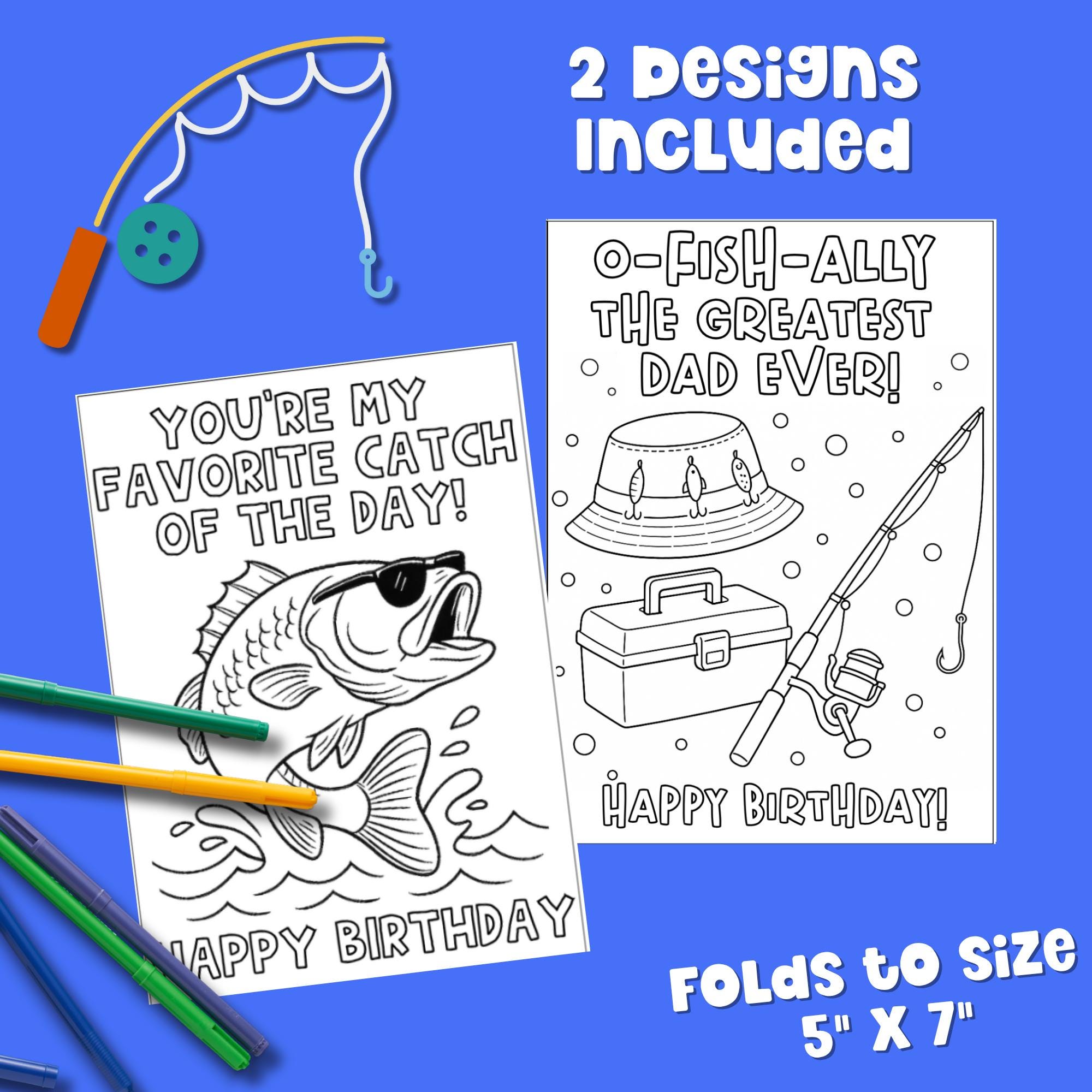 Divertente Biglietto Di Auguri Di Compleanno Per Papà Con Gioco Di Parole Sui Pesci (download Digitale) - Italia - Foto 12