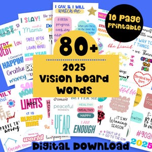 Vision Board Printable Word 2025 Goal Setting Self Discovery Vision Board Kit Scrapbook Vision Board Party Growth Mindset Affirmation Word
