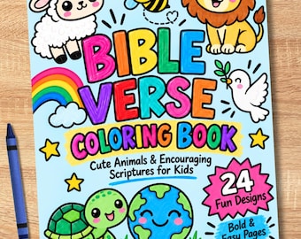 Bible Verse Coloring Book for Kids | Printed Physical Book | Christian Gift | Sunday School Quiet Time | Faith Based Coloring Book