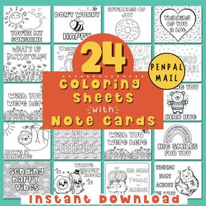 Actividad de escritura creativa para el momento de tranquilidad por correo de amigos por correspondencia, tarjeta imprimible, papelería para niños, carta de felicitación por correo, tarjeta para colorear para amigos a larga distancia