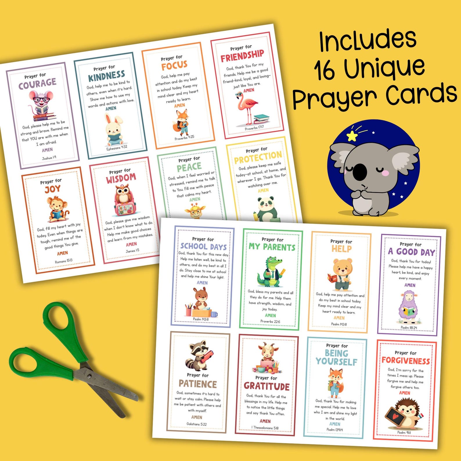 Pocket Prayer Card Lunchbox Notes for Kid Bible Verse Card Daily Prayer ...