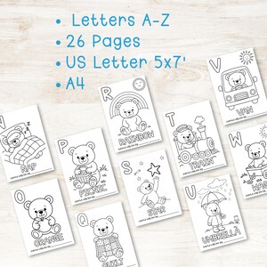 ABC Baby Shower Coloring Book showing some of the pages.