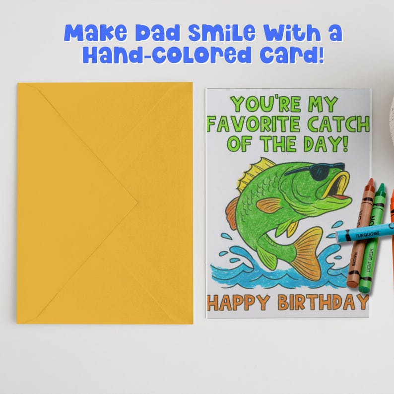 Happy Birthday Daddy Card Printable Fishing Dad Coloring Handmade ...