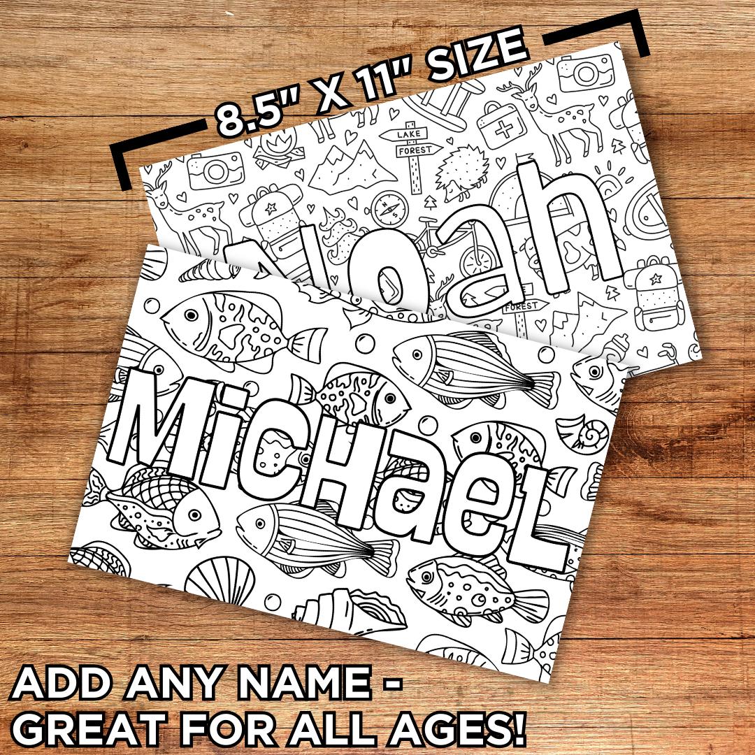 Guest Name Coloring Page Boy Birthday Party Favor Bundle Printable ...