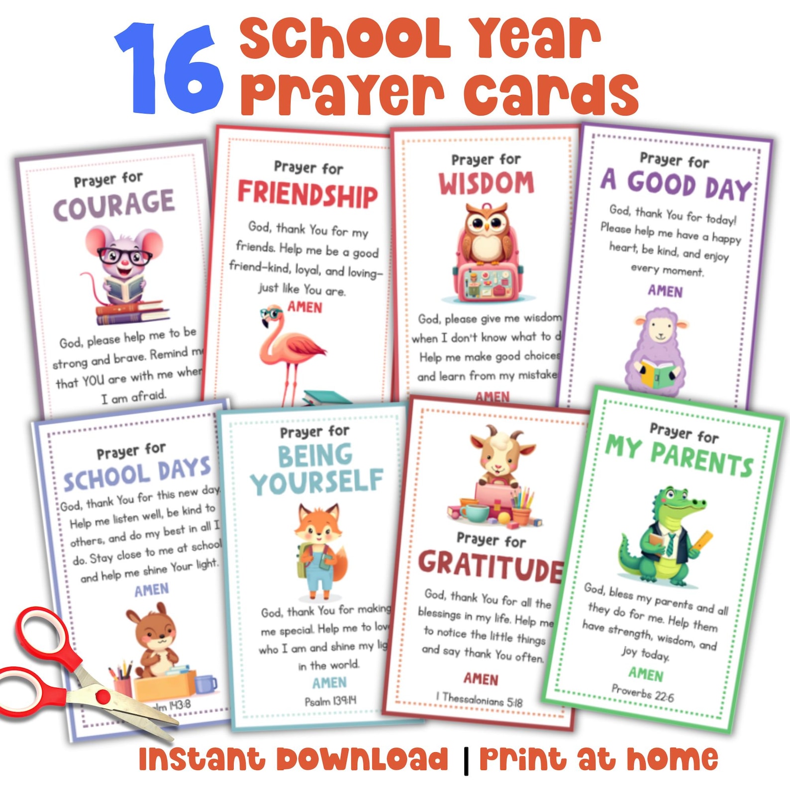 Pocket Prayer Card Lunchbox Notes for Kid Bible Verse Card Daily Prayer ...