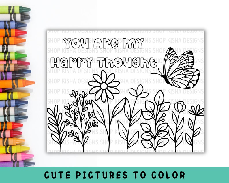 Thinking of You Coloring Pages Printable Kid Notecard Pack for Happy
