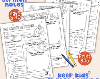 Kids Sermon Notes Printable Kids Church Notes Faith Activity Christian Resource Quiet Church Busy Activities