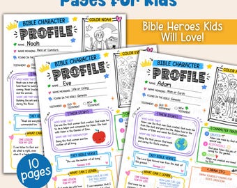 Bible Characters Printable Bible Study for Kids Sunday School Activities Christian Homeschool Bible Made Easy Summary