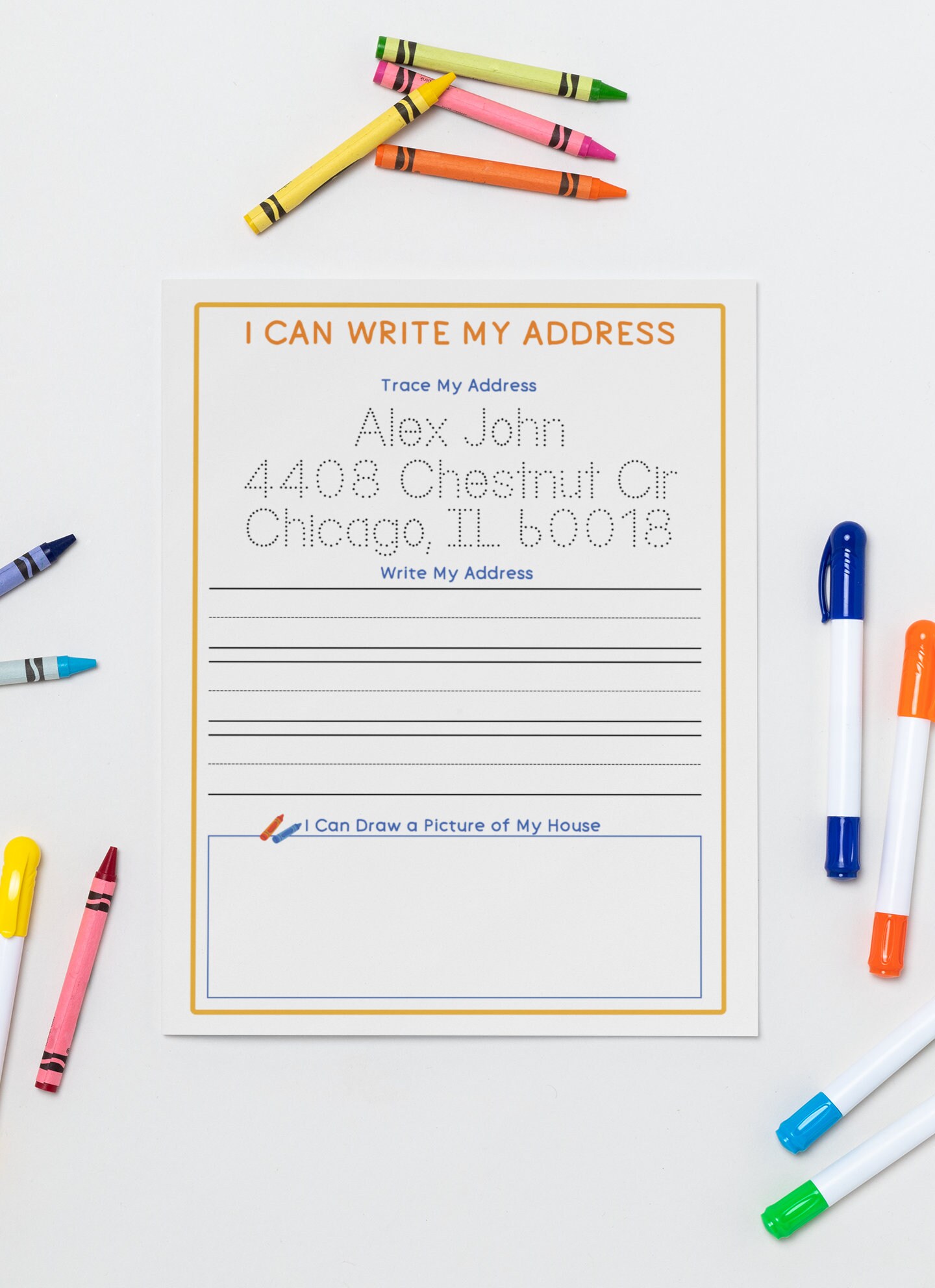 Homeschool Address Worksheet Number and Address Preschool Printable ...