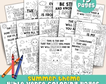 Bible Verse Coloring Activity Summer Coloring Page Kids Bible Printable Sunday School Color VBS Coloring Christian Activity Scripture