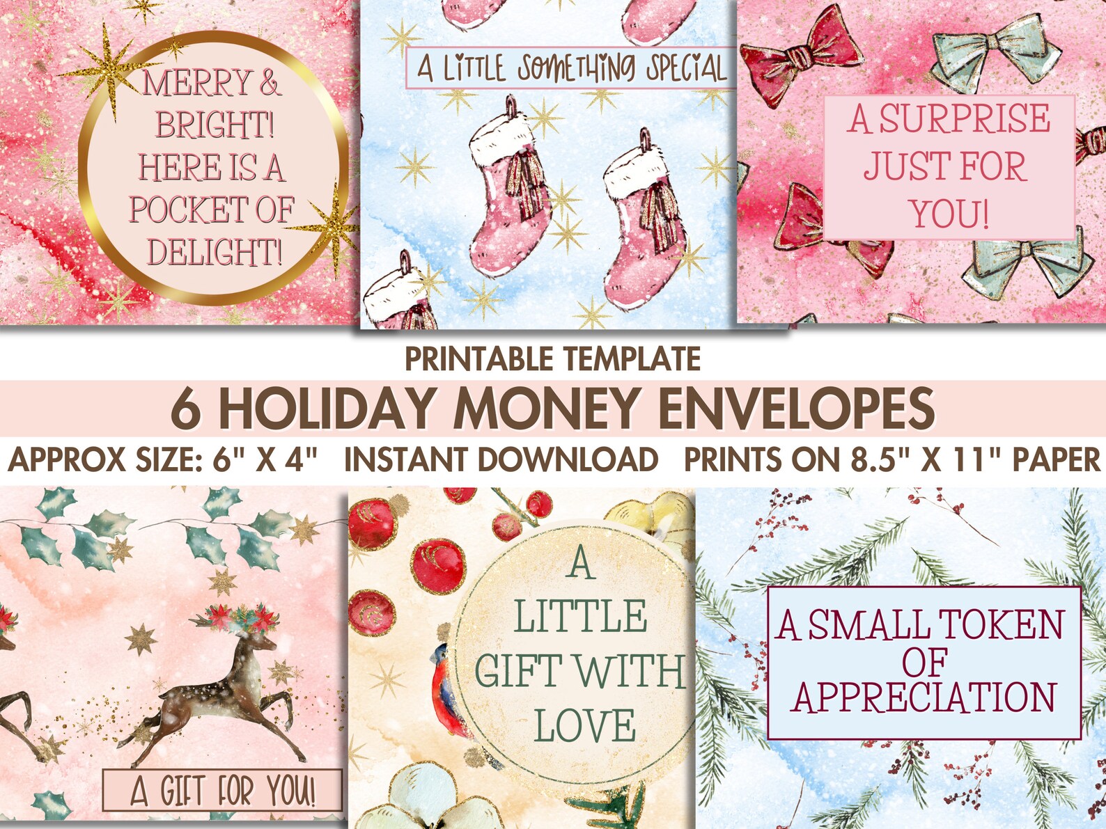 Printable Christmas Money Envelope, Holiday Gift Envelope, Download and Print, Stocking Stuffer