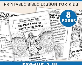 Moses Bible Printable Exodus Bible Study Printables Sunday School Lesson Homeschool Activity Moses Parts the Red Sea Bible Verse Coloring
