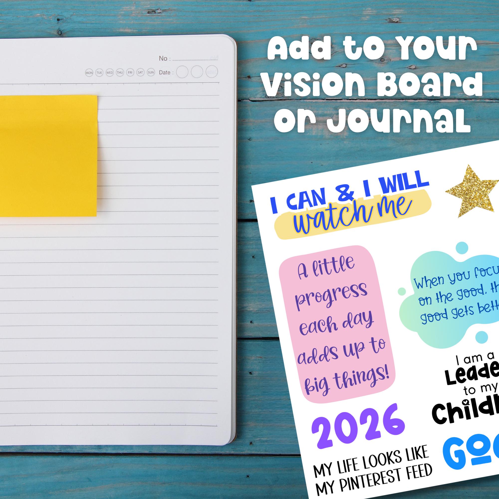 2026 Vision Board Printable Goal Planning New Year Activity Positive ...