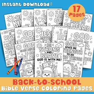 Back to School Bible Verse Coloring Pages Kids Bible Activity Sunday School Printable Faith Based Coloring Kids Encouragement
