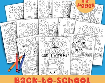 Back to School Bible Verse Coloring Pages Kids Bible Activity Sunday School Printable Faith Based Coloring Kids Encouragement