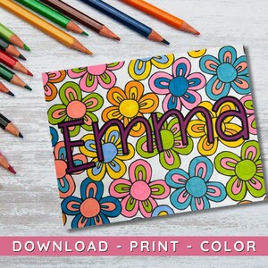 Printable Custom Coloring Page for Girl Bedroom Sign Daisy Name Sign Coloring Sheet for Kid ...
