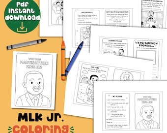 Martin Luther King Jr Coloring and Biography Book Printable MLK Activity History for Kids Quiet Educational Resource Black History Month
