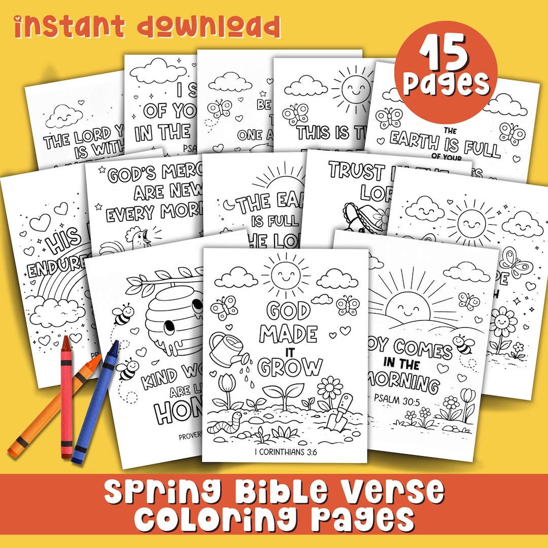 Bible Verse Coloring Pages for Kids Christian Printable Faith Based ...
