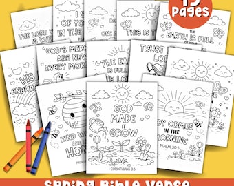 Bible Verse Coloring Pages for Kids Christian Printable Faith Based Coloring Sunday School Quiet Activity