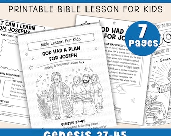 Joseph Bible Lesson for Kids Printable Old Testament Story of Joseph Activity Christian Homeschool Sunday School Scripture Study PDF