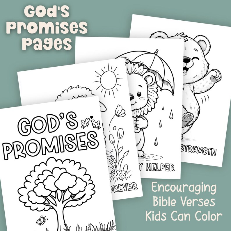 God’s Promises Bible verse coloring pages with encouraging scripture designs kids can color, including faith based coloring sheets for Sunday School, homeschool, and children’s ministry.