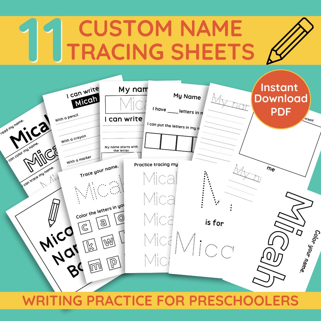 Preschool Name Tracing Sheet Custom Handwriting Practice Sheet Toddler Busy Book Learning Binder ...