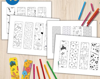 Cute Bookmark Bundle for Kids to Color Doodle Coloring Printable Kid Activity Worksheet Library Activity for School Librarian Printable