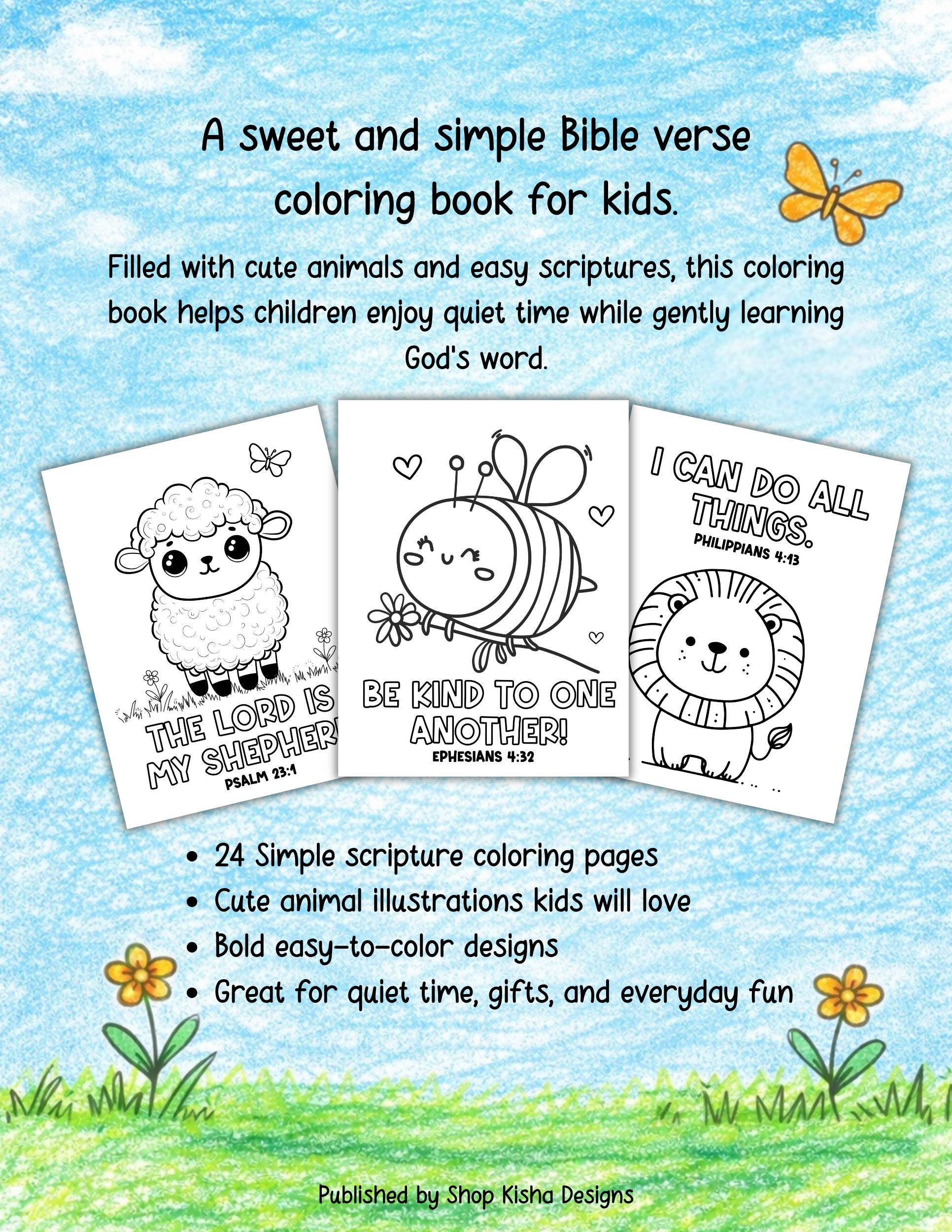 Bible Verse Coloring Book for Kids | Printed Physical Book | Christian ...