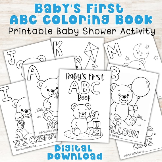 Baby Shower ABC Book Coloring Activity | Teddy Bear Theme Baby Shower | Baby First Keepsake Printable | Newborn Baby Gift | Baby Shower Idea