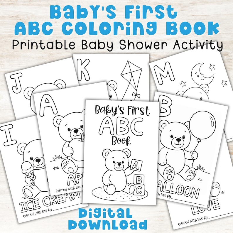 Baby Shower ABC Coloring Book Activity