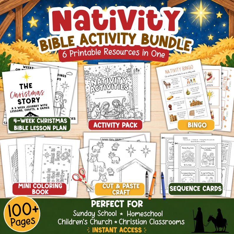 Nativity Bundle Sunday School Lesson for Kids Bible Study Guide Bible ...