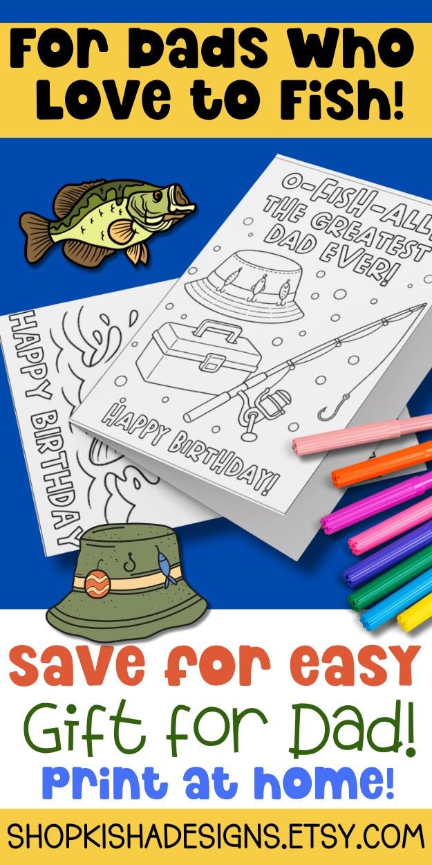 Divertente Biglietto Di Auguri Di Compleanno Per Papà Con Gioco Di Parole Sui Pesci (download Digitale) - Italia - Foto 5