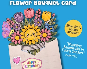 Happy Birthday Mom Card Cut and Paste Activity Printable Birthday Card for Her Grandma Card Bible Verse Coloring Craft Sunday School