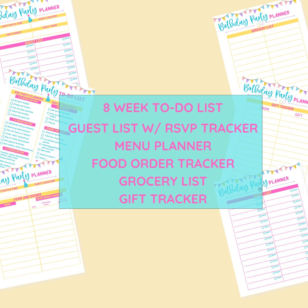 Birthday Party Checklist Printable Party Planner Checklist for Guest ...