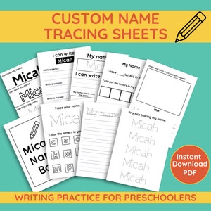 Preschool Name Tracing Sheet Custom Handwriting Practice Sheet Toddler Busy Book Learning Binder Homeschool Printable Learn to Write Name