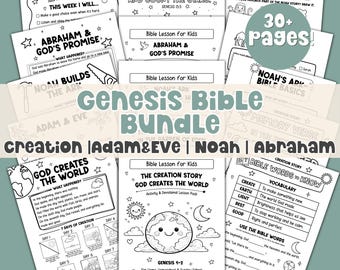 Lezione biblica sulla Genesi per bambini Guida allo studio della Bibbia stampabile Attività per la scuola domenicale Libro di esercizi sulla Bibbia Piano di lezione per colorare i versetti della Bibbia in formato PDF