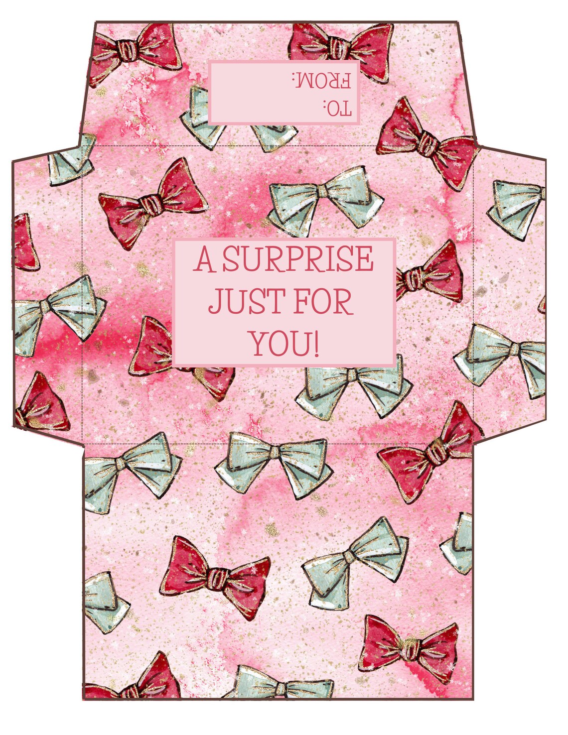 Printable Christmas Money Envelope, Holiday Gift Envelope, Download and