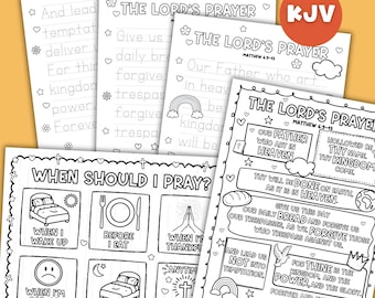 Lords Prayer Bible Verse Coloring Page Tracing Worksheet Kid Prayer Writing Practice Christian Activity Sheet Sunday School Bible Printable