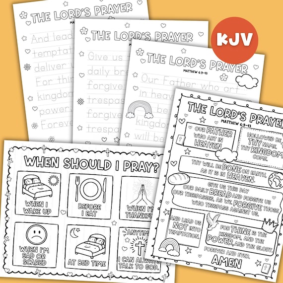 Lords Prayer Bible Verse Coloring Page Tracing Worksheet Kid Prayer Writing Practice Christian Activity Sheet Sunday School Bible Printable