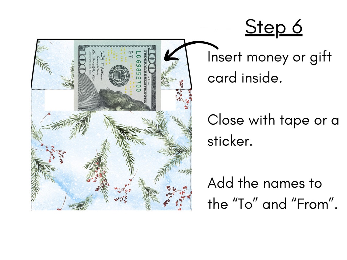 Printable Christmas Money Envelope, Holiday Gift Envelope, Download and