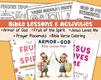 VBS Kids Activity Bundle | Armor of God | Fruit of the Spirit | Prayer Bible Lesson | Kids Ministry Lesson Plans | Bible Coloring Pages