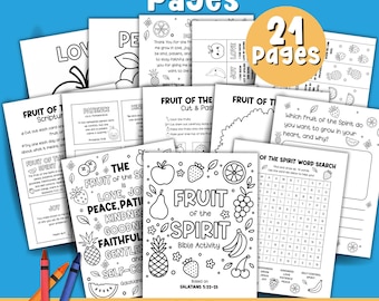 Fruit of the Spirit Kids Bible Lesson Sunday School Craft Bible Verse Coloring Pages Christian Activity Church Printable Cut and Paste Craft